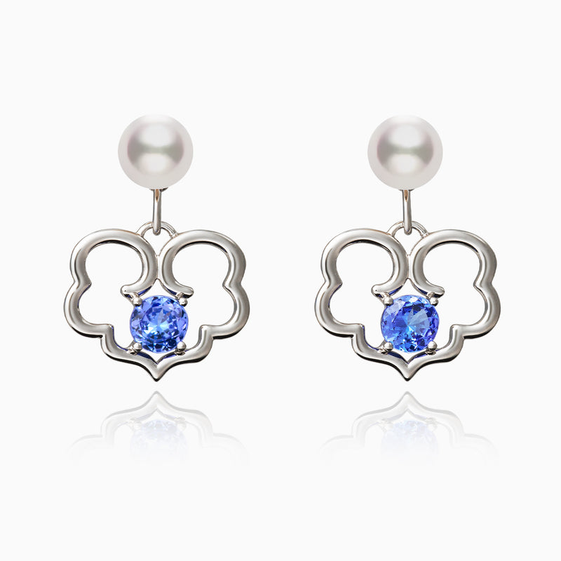 The Timeless Blessings Earrings - 18kt White Gold with Tanzanite