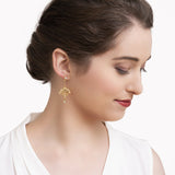 Fan Earrings - Gold with Clear Crystal - Shen Yun Shop