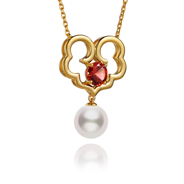 The Timeless Blessings Necklace - 18kt Yellow Gold with Spessartite Garnet
